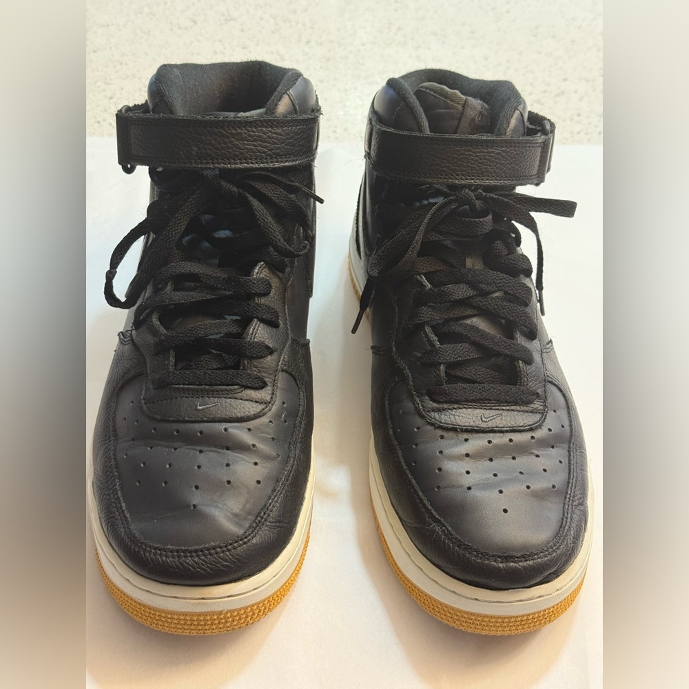 Nike Air Force 1 Mid By You Black Sneakers with White and Tan Sole